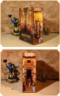 DIY Book Nook Bookend Adventure in Egypt Bookend, Tone-Cheer, TQ127, 18.2x8x24.5cm