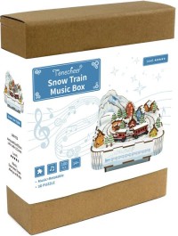 Music box DIY 3D Wooden Puzzle, Snow Train, Tone-Cheer, TQ058, 14x14x12.2cm