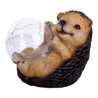 LED Solarleuchte "Igel" für Terrasse und Garten, aus braunem Kunststoff, mit fest verbauten LEDs, Deko Lampe für Außen 17 x 14,5 x 12 cm