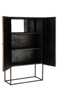 J-Line Bar Cabinet Shanil 2 Doors Wood/Iron Natural/Gray