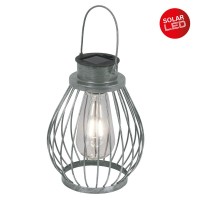 LED Deko-Solarleuchte 21,5 cm hoch, für Außen, aus Metall, Glas und Kunststoff, Silber, mit fest verbauter