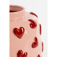 Hearts Vaas - H28 x Ø29 cm - Keramiek - Roze, Rood