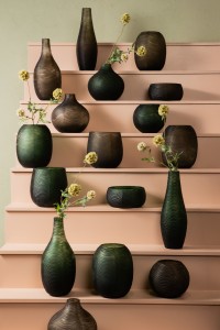 Elichi Green Round Glass Vase High Small