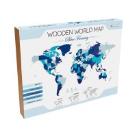 Eco Wood Art Wooden Wall Puzzle World Map Blue Size L, 2697.192x105x1.2cm