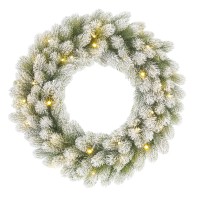 Nagoya Kerstkrans met LED Verlichting en Timerfunctie - H12 x Ø60 cm - Groen