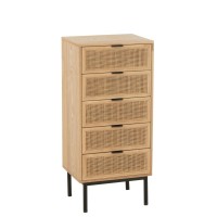 J-Line kast 5 Lades - hout/metaal - naturel/zwart
