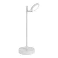 LED cordless table light "Lupa", 45 cm high, made of lacquered aluminum (white) and white plastic, LED integrated, dimmable, touch sensor.