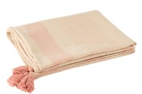 J-Line Plaid - blanket - cotton - white/pink - 130 x 180 cm