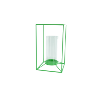 Lantaarn - Metaal/glas - Neon Green - 14,5x14,5x25cm