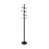 LED-Stehleuchte "BELLEZA", moderne Stehlampe aus Metall und Kunststoff in Schwarz, Gold und Weiß, mit fest verbauten LEDs, 140 hoch, Beleuchtung für Wohnzimmer, Esszimmer, Schlafzimmer oder Büro.