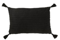 J-Line Cushion Rectangle+Tassels Cotton Black