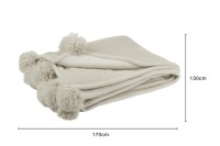 J-Line Plaid Pompom - polyester - donker beige - 170 x 130 cm