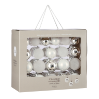 Kerstballen Set - 42 Stuks - Ø7 cm - Glas - Wit