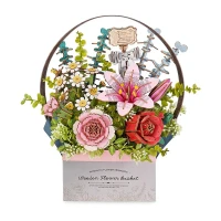 Robotime, DIY Houten Bloemenmandje/Wooden Flower Basket, TW03H, 28x15x30cm