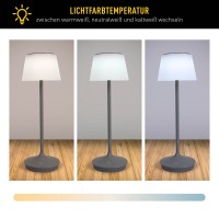 LED Leuchte "EMMI" für Außen und Innen, Tischlampe aus Metall und Kunststoff , mit fest verbauten LEDs, LED Tischlampe für Balkon, Terrasse, Garten, Wohnzimmer, Wintergarten, ca. 38 cm hoch