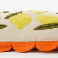 Lemon's decorative cushion - L65 x B45 x H10 cm - Cotton - Off -White, Yellow, Orange