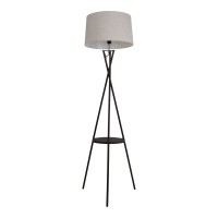 Standing lamp with integrated "Tora" table made of rust -colored metal and natural -colored textile material, 158 cm high Ø 51cm, E27
