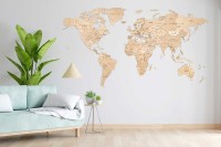 Eco Wood Art Wooden Wall Puzzle World Map Untouched World Size L, 2758, 192x105x1.2cm