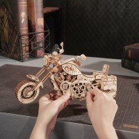 Wooden Puzzle 3D Cruiser Motorcycle, Robotime, LK504, 27x11.6x16cm