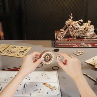 Wooden Puzzle 3D Cruiser Motorcycle, Robotime, LK504, 27x11.6x16cm