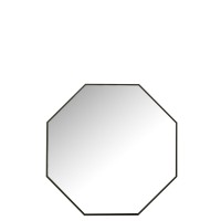 J-Line spiegel Achthoek - glas/metaal - zwart - Ø 65 cm