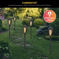 3 Set LED earth spit "torch" 58 cm made of gray plastic, with integrated LED, solar light for outside
