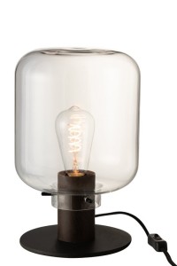 J-Line Kiyu table lamp - glass/metal - transparent/black