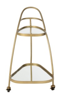 J-Line Service Cart Triangular Metal/Mirror Gold