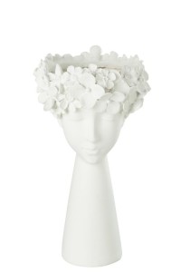 J-Line Flowerpot Head Resine White Large