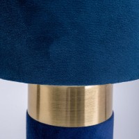 Tischleuchte "BORDO" 32cm hoch aus Metall und Velours in Gold und Blau, mit E14-Fassung, Lampe für Esszimmer, Wohnzimmer, Diele oder Büro