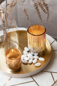 J-Line side table - marble/iron - gold/white