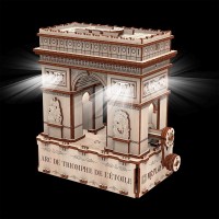 mr. Playwood 3D Wooden Puzzle Arc de Triomphe incl. lighting, 10207, 20.6x11.2x21.3cm