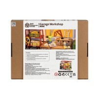 Robotime, DIY Huisje Garage Workshop met LED verlichting, DG165, 24x15x17cm