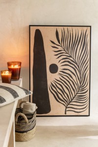 J-Line Frame Leaf Abstract Wood/Canvas Brown/Black