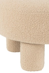 J-Line Stool Round With Backrest Bouclé Warm Beige