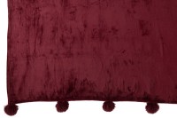 J-Line Plaid Pompom - polyester - bordeaux - 170 x 130 cm