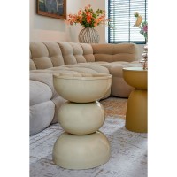 Luna Bijzettafel - H46 x Ø32 cm - IJzer - Beige