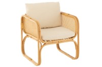 J-Line armchair + cushion - rattan/textile - natural/white