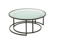 J -Line Coffee Table Round - Metal/Glass - Black