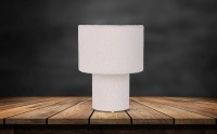 Table lamp "Fluffy" with text blades and foot in white, E27, approx. 31 cm high