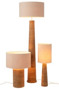 J-Line Table Lamp Screw Thread Wide Wood Natural Gray