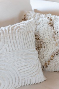 J-Line cushion Square Pearl - cotton - white/gold