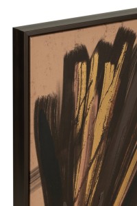 J-Line Kader Afrikaanse Vrouw Strepen Hout/Canvas Bruin/Zwart