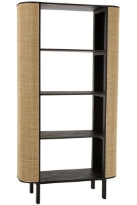 J-Line rack Molly Exotic - wood/rattan - black