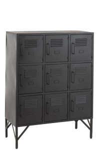 J-Line Cabinet 9 Doors Metal Black