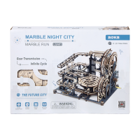 3D Wooden Puzzle Marble Track Marble Night City, Robotime, LGA01, 32.5x21.4x22.8cm