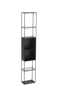 J-Line Rack Ricard Metal/Glass Black