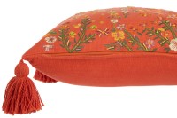 J-Line cushion Square Flowers + Tassels - cotton - orange