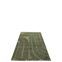 J-Line vloerkleed Afgeronde Lijnen - wol - kakigroen