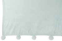 J-Line Plaid Pompom - polyester - light blue - 170 x 130 cm